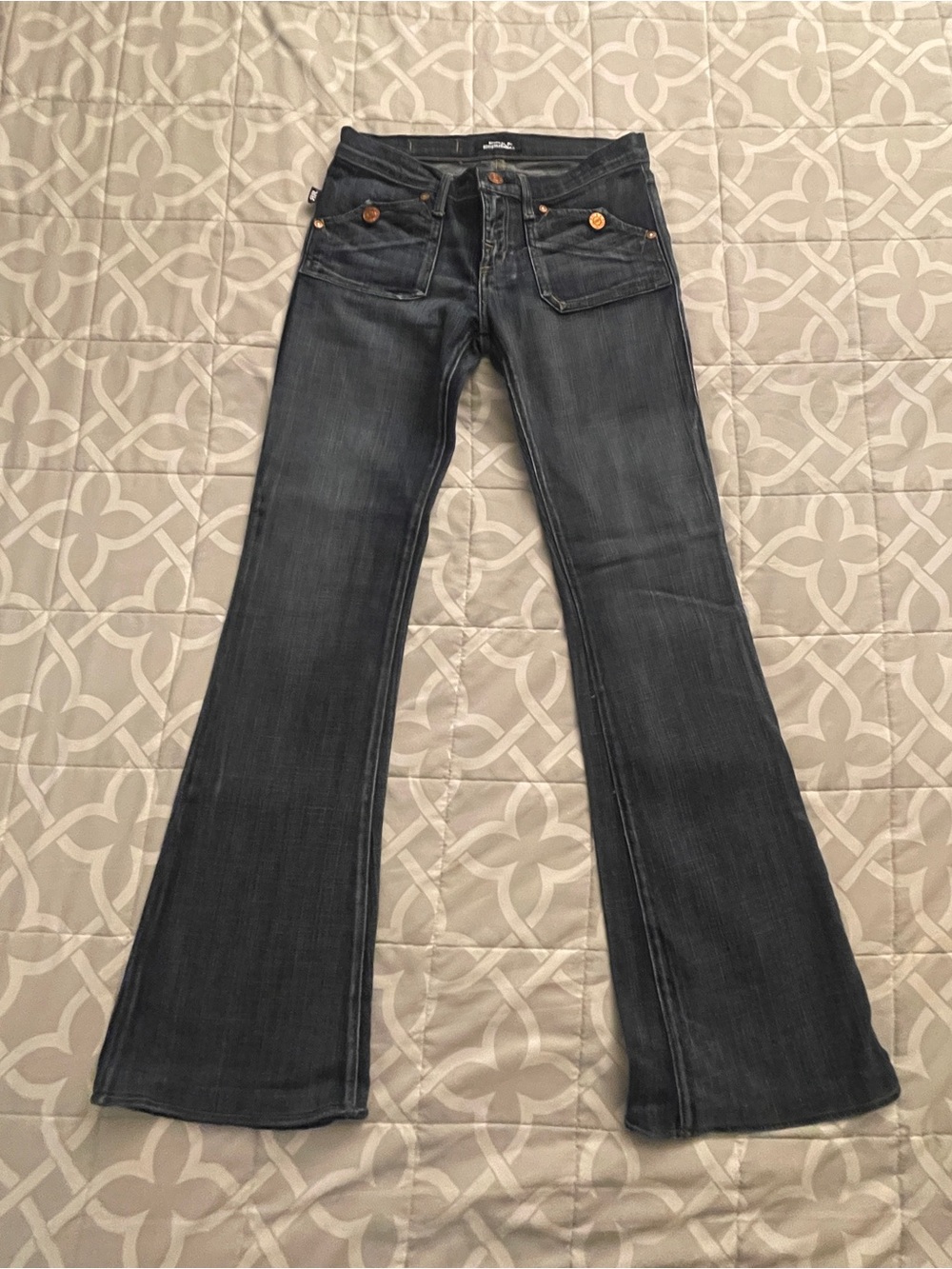 Rock & Republic Dark Blue Flare Jeans with Copper Accents